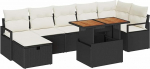 8-teiliges Garten-Sofa-Set mit Kissen Schwarz Poly Rattan, 2-Sitzer Garten-Sofa mit Kissen Schwarz Poly Rattan Gartenlounge Model3360002