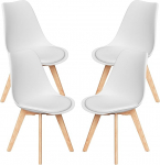 Stanew 4 valge tooli komplekt - Skandinaavia s&ouml;&ouml;gitool, k&ouml;&ouml;gitool, elutuba, p&otilde;hjamaine disain, mugav iste, puidust jalad