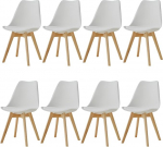 8-st s&ouml;&ouml;gitoolist koosnev komplekt massiivsete p&ouml;&ouml;gijalgadega, kontoritool, ergonoomiline tool koos pehmendusega (valge)