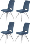 Meubletmoi 4 tumesinine veluurist tooli komplekt, kroomitud terasjalad - mugavus ja kvaliteet - kaasaegne vintage disain - Bella
