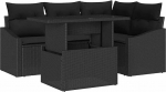 5-teiliges Garten Sofa Set mit Kissen Schwarz Poly Rattan Gartenlounge Model3348999