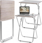 Geetery kokkupandav TV-taldrik, ei vaja kokkupanekut, 19 x 15 x 26-tolline s&ouml;&ouml;gilaud, kokkupandav suupistelaud voodisse, diivanile, s&ouml;&ouml;gituppa, elutuppa, magamistuppa, helepruun, 2-pakk