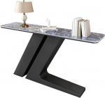 Konsolentisch Moderner Konsolentisch, Eingangstisch Mit Steinplatte, Schmaler Sofatisch F&uuml;r Home-Office-Flur Und Wohnzimmerdekor(Black 4,100cm/39.4in)