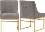K&uuml;chen- und Esszimmerst&uuml;hle im 2er-Set, moderne Samt-gepolsterte Esszimmerst&uuml;hle mit goldfarbenen Metallrahmenbeinen, getufteter Akzentstuhl f&uuml;r Empfangsraum, Wohnzimmer, Arbeitszimmer (grau)