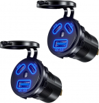 Thlevel USB C pesa 12 V autolaadija 18 W QC3.0 ja Dual 45 W PD koos l&uuml;litiga mobiiltelefoni kiirlaadimine veekindel 12 V-24 V auto paat mootorratas 2 t&uuml;kki