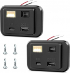 Hoembpn Pack of 2 40 W PD 3.0 ja QC 3.0 USB-pesa autolaadija koos 3500 K &ouml;&ouml;valgusega ja 3 positsiooni sisse/v&auml;lja/ sisse l&uuml;litiga Dual USB Port kiirlaadimisseade 12 V/24 V matkaauto, auto, mootorratta, paadi jaoks.