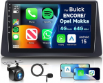 Hodozzy 8 Core 4G + 64G Android Autoradio Buick Encore 2013-2015/Opel Mokka 1 2012-2016.9-tolline IPS puuteekraaniga navigeerimine koos Carplay Android autoga, 2 DIN raadio Bluetooth DSP WiFi FM RDS tagurdamine