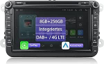 Android autoradio Seat/Skoda/VW Touran Sharan Caddy Golf 5/6 T5 Polo Universal Upgrade Double DIN raadio koos nuppudega/Bluetooth/Navi/WiFi/DAB (8GB + 256GB)