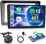 2G + 64G traadita Carplay Android 15 autoraadio Peugeot 407 2004-2011 9-tolline puuteekraaniga autoraadio koos Android auto navigatsiooniga GPS WiFi peeglilink Bluetooth FM/RDS EQ/USB/roolijuhtimine