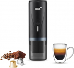 CERA+ Electric Portable Espresso Machine with 3-4 Minutes Self-Heating, 20 Bar 12 V Mini Battery Coffee Machine, Compatible with NS Capsule & Ground Coffee Travel Coffee Machine for Car, Camping