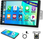 Traadita Carplay Android Auto Single DIN autoraadio, 7-tolline HD puuteekraaniga 1Din auto stereo MP5 m&auml;ngija, toetab Bluetooth/MirrorLink/FM/USB2.0/AUX/Charging/kaugjuhtimine + tagurduskaamera