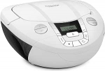 TechniSat Viola CD-1 kaasaskantav stereo-CD-m&auml;ngija, Boombox praktilise kandek&auml;epidemega (lasteraadio, FM-raadiotuuner, Bluetooth-vastuv&otilde;tu, 2 x 1 W RMS v&otilde;imsus, v&otilde;rgu- ja akutoitega) valge