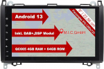 M.I.C. AB9 Android 13 autoraadio koos Navi Qualcomm Snapdragon 665 4G + 64G asendaja Mercedes Benz A-klass W169 B-klass W245 Viano Vito W639 Sprinter VW Crafter: SIM DAB+ BT 5.0 9-tolline IPS