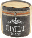 Kobolo Chateau Round Pouf Stool Canvas with Appliqu&eacute;s