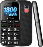 artfone CS182 vanem mobiiltelefon ilma lepinguta, Dual SIM 2G GSM mobiiltelefon suurte nuppudega, SOS h&auml;daabik&otilde;ne nupp, taskulamp, suure nupuga mobiiltelefon koos laadimisjaamaga, 1800 mAh