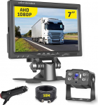 Hikity tagurduskaamera komplekt koos 7-tollise IPS-monitori ja laia nurga Super Night Vision AHD tagurduskaamera IP66 veekindel DIY parkimisjuhi liiniga veoautodele, haagissuvilatele, haagistele, kaubikutele, 12V-36V