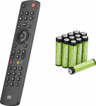 One For All Contour TV universaalne kaugjuhtimispult TV - TV/Smart TV juhtimine - URC1210 & Amazon Basics AAA patareid, mikro/laetav, eellaetud, 12-ne pakett
