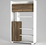moebel17 Punto Bookcase 4449 Storage Shelf Wooden Shelf Room Divider White Brown with 3 Doors 9 Shelves 90 x 155.5 x 29.5 cm