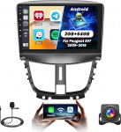Fuluku 2+64G Android autoradio Peugeot 207 2005-2015 juhtmevaba Carpaly & Android Car, 9-tolline IPS puuteekraaniga raadio koos Bluetooth/GPS/Reversioonikaamera/FM/WiFi/SWC/26UIga