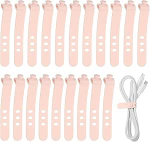 hankekaart Silikon-Kabelbinder, 3 L&ouml;cher, wiederverwendbar, Gummikordel mit Verschlussschnalle, Mehrzweck-Kabelriemen f&uuml;r Zuhause, B&uuml;ro, Reisen, Rosa, 20 St&uuml;ck