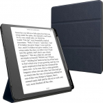 kwmobile E-lugeri kaitsekott, mis &uuml;hildub Amazon Kindle Scribe (2022/2024) &uuml;mbrisega - e-lugeri kunstnahast &uuml;mbris koos topeltaluse ja pliiatsihoidjaga tumesinises toonis