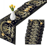 Aastavahetuse lauajooksja, uusaasta lauajooksja, 6 tk, uusaasta &otilde;htu dekoratsioon 2026, must-kuldne pidulik laudlina aastavahetuse peo dekoratsiooniks, 275 x 35 cm.