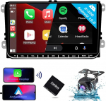 SEMAITU Android CarPlay autoraadio VW Golf 5 6 Passat Polo Skoda Tiguan Seat 9-tolline puuteekraaniga autoraadio GPS navigatsiooniga WiFi BT USB FM RDS DSP EQ raadio tagurduskaameraga 2GB + 32GB -TH0029