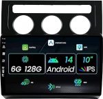 2 DIN 10-tolline Android 14 autoraadio VW Touran 2003-2010 koos GPS-navigatsiooni toetusega Bluetooth | DAB/USB/Carplay/Android Auto | WLAN | 4G | MirrorLink | RDS | USB | 6G + 128G
