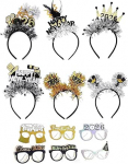 Pakett 12 aastavahetuse dekoratsioon 2026 Happy New Year Headbands, paberprillid, 2026 Headband, New Year Party Headband, Glitter Star Silver Gold New Year's Eve Hair Band Accessories, Happy