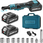 Yofuly akutrell Makita 18 V, 2 x 4000 mAh akud, 3/8-tolline elektriline rattav&otilde;ti 60 Nm koos 9 mutriv&otilde;tmega, 1/4-tolline adapter, 3-tolline pikendusrulga auto remondiks