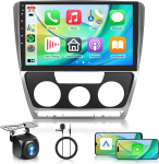 Rimoody 4+64G traadita Carplay Android autoraadio VW Skoda Octavia 2007-2014 10.1-tolline HD autoraadio koos Android auto GPS peeglilinkiga Bluetooth FM/RDS/DAB/DVR/EQ/USB roolijuhtimiss&uuml;steemiga tagurduskaamera