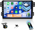 CAMECHO 6+128G 9-tolline satelliitnavigatsiooniga autoraadio Suzuki Splash Ritz/Opel Agila 2004-2014 koos tagurduskaameraga, Android 13 traadita Carplay Android auto Bluetooth raadio WiFi FM/RDS DSP GPS + IPSiga