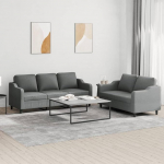 Juroupi 3201835 2-Piece Sofa Set with Cushion Sofa Living Room Sofa Set Sofas for Living Room Dark Grey Fabric