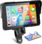 Motorrad Carplay Bildschirm mit Navigation, Motorsi Tragbarer 5 Zoll Wasserdichter Touchscreen mit Kabelloses CarPlay und Android Auto Motorrad, Bluetooth, EQ, Kalibrierung Ber&uuml;hren +SWC