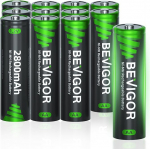 BEVIGOR AA patareid, 2800 mAh 1,2 V aku suure mahutavusega AA NiMH laetavad patareid, 12 kaupa, eellaetud