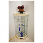VM ART DESIGN GLASS Ethnic Style VME500T Corner Glass Display Case Ivory