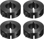 sourcing map Einzelne geteilte Schaftmanschette, 16 mm Bohrung, einteiliger Spannkragen, 34 mm Au&szlig;endurchmesser, 13 mm Dicke, Schwarzoxid-Schlossbundklemme mit Stellschrauben (1045 Stahl), 4 St&uuml;ck