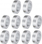 QUARKZMAN Set of 10 Screw Collars 20 mm Bore, Aluminium Shaft Collar, 32 mm Outer Diameter and 10 mm Thick, Set Screw Collar, Stop Collar for Linear Rod Shaft Guidance
