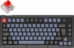 Keychron V1 juhtmega mehaaniline klaviatuur p&ouml;&ouml;rleva juhtimisega - 75% DE-ISO paigutus, QMK/VIA programmeeritav, hot-swap RGB, &uuml;hildub Mac/Windows/Linuxiga (Frosted Black-Transparent)