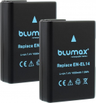 2 x Blumax aku &uuml;hildub Nikon EN-EL14 | 1050 mAh -| EN-EL14a Nikon D3100 D3500 D5200 D5500 D5600 DF // CoolPix P7100 P7200 P7200 P7800 P8000 jaoks