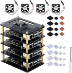 GeeekPi Cluster Case koos jahutusventilaatori ja jahutusradadega Raspberry Pi 4 jaoks 4-kihiline akr&uuml;&uuml;list korpus Raspberry Pi 3B+/3/2 Model B jaoks