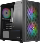 Nuwo Blitz R27 Micro ATX korpus PC Desktop Office Gaming Mini Tower 0.50mm SPCC, 3 ventilaatorit FRGB (fikseeritud vikerkaarevalgustus), eesmine v&otilde;rk ja karastatud klaasist k&uuml;ljeplaat