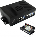 Waveshare multifunktsionaalne multifunktsionaalne komplekt B mini arvuti komplekt Raspberry Pi 5 alumiiniumsulamist korpus koos PCIe kuni 4-kanalilise USB 3.2 Gen1 adapteri plaadi toetus PCIe laiendamiseks 4-kanalilise USB3.2 Gen1 portini
