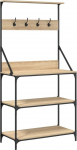 vidaXL pagaririiul, k&ouml;&ouml;giriiul konksudega, 4 riiulit, reguleeritavate jalgadega v&uuml;rtsiriiul, seisev riiul, mikrolaineahju riiul, hoiuriiul, Sonoma tammepuust materjalist