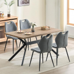 LEWE s&ouml;&ouml;gitoa s&ouml;&ouml;gilaud koos 4 tooliga, 140 x 80 x 76 cm, ristk&uuml;likukujuline puidust s&ouml;&ouml;gilaud ja s&ouml;&ouml;gitoolid k&otilde;rge seljatoega, mustad raudjalad, k&ouml;&ouml;ki, s&ouml;&ouml;gituppa ja