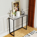 FATIVO Konsoollaud Smaragdvalge 80 cm Esiku laud Marmorist diivanilaud Skandinaavia k&uuml;ljelaud Modernne musta metallraamiga sissep&auml;&auml;sulaud Luksuslik sissep&auml;&auml;sudekoratiivlaud elutuppa 80 x 30 x 78,5 cm