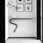 Kitsas saarepuidust konsoollaud sissep&auml;&auml;sualale, riiulid esikusse, esikusse, seinale paigaldatav laud, 100 x 16 x 60 cm (must)