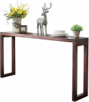 Schmaler Konsolentisch aus Holz f&uuml;r Eingangsbereich und Wohnzimmer, 140 cm breit, ideal als Beistelltisch k&otilde;rval dem Sofa, mit Stauraum hinter der Couch, stilvolles wei&szlig;-braunes Finish, 75 cm