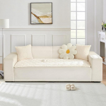 SHANNA Tepitud sametist diivanipadi, &uuml;lisuur pluuspadi teemant tikandiga, elegantne paks hubane diivanipadi, hingav, diivanimatt, elutuppa (Off-White-C, 90 x 160 cm)
