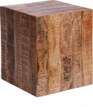 invicta INTERIOR Solid Design Stool Factory 40 cm Mango Wood on Wheels Side Table Wooden Stool